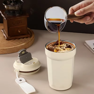 Stainless Steel Vacuum <b>Insulated</b> Coffee Tumbler Portable Thermal <b>Mug</b> with Lid and Hand Grip for Office Travel - Product Image 6