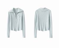 Pull en cachemire à col roulé et fermeture éclair intégrale, coupe ajustée, motif à rayures, pour toutes les saisons, conçu par des designers OEM