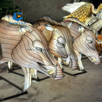 JN-Zm24 Festival Décoration Ours Loup Animal Lanterne Peint À La Main LED Animal Renne Art Lanternes