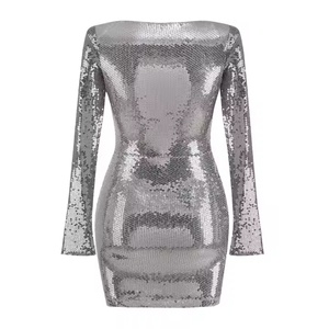 เดรสออกงานคุณภาพสูง ดีไซน์หรูหรา แขนยาว กระชับสัดส่วน แต่งเลื่อมวิบวับ ทรงเข้ารูป ลดราคาพิเศษ - Product Image 5