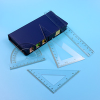 BECOL Fournitures Scolaires Règle Géométrique Transparente 20CM, Ensemble de 4 Pièces en Plastique de Bonne Qualité pour Étudiants, Kit d'Instruments Mathématiques