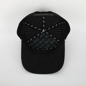 Custom Embroidery Logo <b>Waterproof</b> Unisex Polyester 6 Panel High Quality Sport Hat Black Laser Cut Hole Rope Baseball <b>Cap</b> - Product Image 6