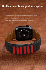 レザーウォッチバンド45mm 41mm 44mm 40mm磁気ループブレスレットIWatchスマートウォッチリストバンド用 - Product Image 5