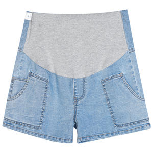 Jeans de maternité décontractés taille haute à motif denim uni salopette à taille élastique vêtements pour femmes enceintes grande taille ajustables - Product Image 1