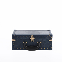 Mini valise de voyage de style vintage classique de 13 pouces coffre en cuir PU grain de crocodile conception intemporelle stockage de bijoux