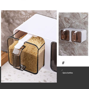Kitchen Accessories 2/3 /4 Pack <strong>Plastic</strong> Spice Jar Sugar Bowl Salt Cellar Container Dustproof Wall-Mounted Seasoning Jar - Product Image 3