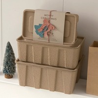 Boîte cadeau à café en pulpe biodégradable avec logo personnalisé en relief, sac en papier kraft rectangulaire doublé en nid d'abeille, sac en bagasse durable de qualité supérieure