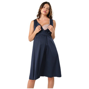 <span class=keywords><strong>Robe</strong></span> <span class=keywords><strong>de</strong></span> maternité et d'<span class=keywords><strong>allaitement</strong></span> Empire 100% Tencel respirante, écologique, grande taille, coupe trapèze, col carré, longueur genou - Product Image 3