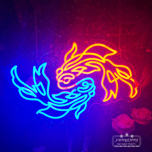Enseigne au néon personnalisée de <span class=keywords><strong>poisson</strong></span> <span class=keywords><strong>rouge</strong></span> élégante et colorée pour décor d'aquarium de salle de restaurant Lampe au néon alimentée par courant alternatif pour application d'entreprise - Product Image 1