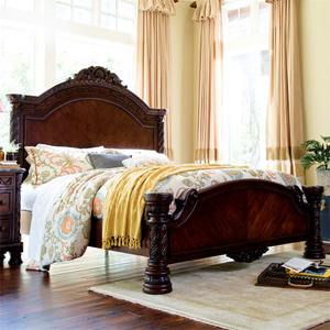 Juego de Dormitorio Americano de Lujo en Madera Maciza Tallada a Mano, Diseño Clásico Americano y Europeo, Cama King Antigua, Tamaños y Colores Personalizables - Product Image 1