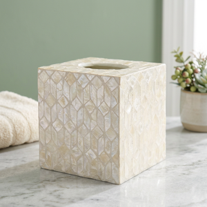 Newest Design Rectangular Mother of Pearl MOP Tissue Box Handmade Capiz Shell Decorative Napkin Holder From Vietnam - Product Image 1