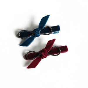 Pinzas para el pelo con diamantes de imitación y Lazo de terciopelo Vintage para mujeres, niñas, niños, elegantes accesorios para el cabello de <span class=keywords><strong>Boutique</strong></span> - Product Image 1