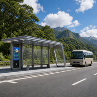 Abri de bus solaire intelligent avec grand écran LED, résistant aux intempéries, en acier galvanisé, hub de transit, CE CB OEM ODM personnalisé
