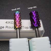 Foret à ongles en carbure lisse 4xc, finition arcoïde, violet arc-en-ciel, grandes et petites tailles, pour le gel et le retrait de poudre par immersion