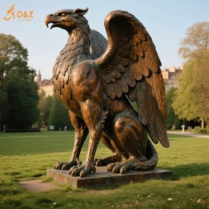 Trang Trí Ngoài Trời Kim Loại Đồng Brass Bronze Đen <span class=keywords><strong>Griffin</strong></span> Tượng Điêu Khắc Với Cánh Cho Vườn - Product Image 1