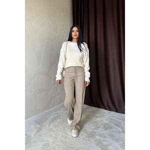 Elegante Suéter de Punto con Cuentas para Mujer, Manga Larga, Antipilling, Diseño Zigzag - Product Image 6