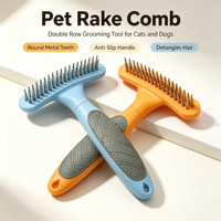 Peigne à double rangée pour animaux de compagnie, brosse démêlante pour éliminer les poils lâches, outil de toilettage pratique pour chiens et chats