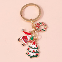 Porte-clés de Noël mignon en métal, motifs Père Noël, sapin, cloche, gant, breloque de sac de Noël, cadeau de Noël, accessoire pour la vente en gros et en vrac