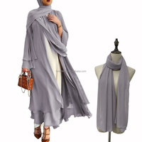 Vêtements modestes pour femmes musulmanes, abaya ouverte, cardigan uni, robe longue en mousseline, style doux, manches longues, Moyen-Orient