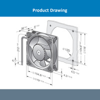 Ventilateur de refroidissement DC pour armoire de commande de robot KUKA, à roulement à billes, 24VDC 0.85A 20.5W 6000RPM, 120*120*38mm, pour DV4114/2N