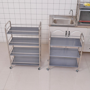 Stainless Steel Serving Shelves Multif 4 Tier <b>Storage</b> Layer Carts 3-Tier Mesh <b>Racks</b> <b>Kitchen</b> Roll Small Rolling Cart for <b>Kitchen</b> - Product Image 5