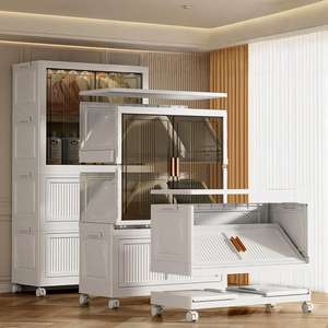 <span class=keywords><strong>Armario</strong></span> Plegable de Plástico de 203 <span class=keywords><strong>cm</strong></span> de Altura para el Hogar, <span class=keywords><strong>Armario</strong></span> Plegable de 5 Niveles para Guardar Ropa de Bebé, Organizador de Juguetes para Niños - Product Image 4