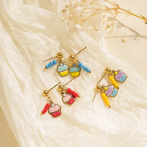 ต่างหูทำมือทรงหยดน้ำมันเคลือบทอง 18K สไตล์มินิมอล ผลิตจากสแตนเลส 304 ชุบสูญญากาศ สำหรับผู้หญิง ทันสมัย - Product Image 4