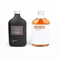 Flacon plat vide noir mat personnalisé 350 ml 12 oz bouteille en verre de boisson de jus de café infusé à froid