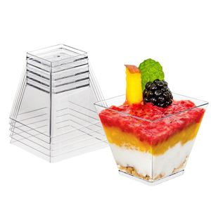 Wholesaler 2 oz Square Clear <b>Plastic</b> Dessert <b>Cups</b> Mini Dessert <b>Cups</b> Clear Reusable Small Appetizer <b>Cup</b> for Parfait - Product Image 1