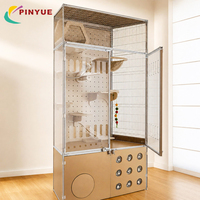 Meuble pour chat DIY en aluminium avec panneau perforé, villa en bois multi-niveaux, cage pour chat avec capsule spatiale et griffoir en sisal pour intérieur