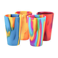 Tasse en silicone réutilisable de mélange coloré incassable de 16oz avec logo personnalisé tasse à café en silicone incassable durable en verre de vin
