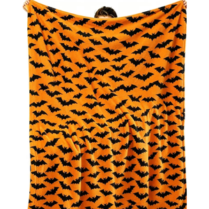 Wholesale Custom Orange <strong>Halloween</strong> Bat Flannel <strong>Throw</strong> <strong>Blanket</strong> 100% Polyester Knitted Four Seasons Modern ODM/OEM Service Available - Product Image 6