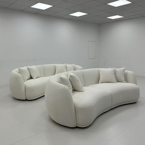 Juego de sofás, muebles, sofá, salón, canapés, sofá curvo de lujo para sala de estar, tela de peluche, sofás modernos de 3 plazas rosas - Product Image 3