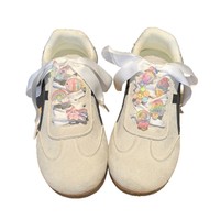 Nouveaux lacets de chaussures en caoutchouc transparents à paillettes dégradées, décorés de motifs de dessins animés, d'arc-en-ciel, de crème glacée, de poissons et de fleurs