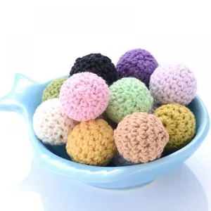 Handmade bằng gỗ Crochet hạt Chewable hạt DIY gỗ mọc răng đan Hạt trang sức DIY