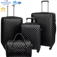 Ensemble de bagages en cuir PU à carreaux, coque souple, comprenant un grand sac de voyage, valises cabine 20/24/28 pouces en gros