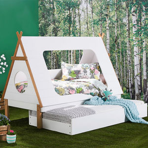 <span class=keywords><strong>Lit</strong></span> de sol en bois massif pour enfants, <span class=keywords><strong>lit</strong></span> <span class=keywords><strong>tipi</strong></span> Montessori, chambre à coucher de style ferme - Product Image 4