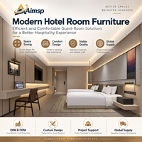 Aimsp : Service de projet hôtelier tout-en-un, mobilier personnalisé pour chambre double d'hôtel, ensemble de meubles de chambre avec rangements intégrés, support après-vente