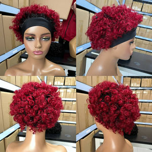 Peluca rizada de pelo humano brasileño, pelo corto con corte Bob <span class=keywords><strong>Pixie</strong></span>, hecha a máquina, 210% de densidad - Product Image 4