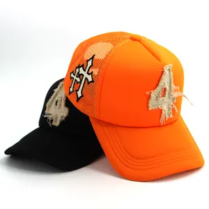 Alta Qualidade 5 Painel Espuma Malha Trucker Cap Chapéus com logotipo personalizado Applique bordado patch