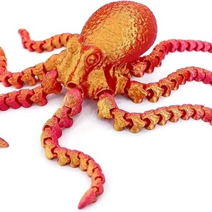 Ornamento da Scrivania a Forma di Polpo in PLA Argento/Rame, Rosso, Flessibile e Articolato, Decorazione Moderna a Forma di Animale per Organizzazione del Desktop - Product Image 4