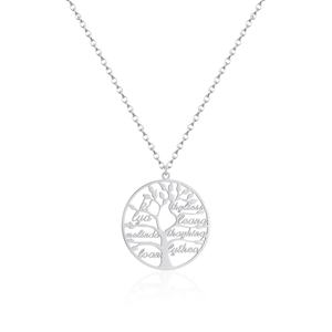 Collana con Ciondolo Personalizzato in Acciaio Inox Placcato Oro, Albero Genealogico con Nomi per Donne - Product Image 2