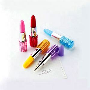 Sanmei gift--wholesale promotional <strong>novelty</strong> blink lipstick <strong>ballpoint</strong> logo pen <strong>with</strong> diamond items - Product Image 1