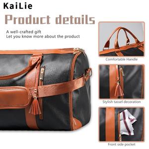 Sac de sport de voyage multifonctionnel simple à grande capacité en gros personnalisé, sac de costume à fermeture éclair en matériau PU tendance - Product Image 3