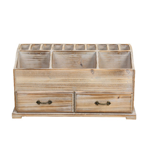 Solid Wood Desktop Organizer With <b>Drawers</b> And Compartments For Stationery Storage Home Office Use - Product Image 5