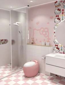 Mueble de Baño Individual de Pared, Estilo Moderno y Simple, Serie de Dibujos Animados, Color Blanco Puro, para Apartamentos Pequeños - Product Image 2