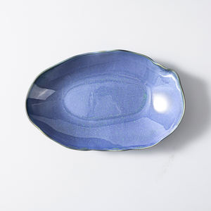 Design Durável Vajilla De Porcelana Vajilla Azul Porcelana Louça Turquia Seafood Oval Peixe Frango Prato De Servir - Product Image 5