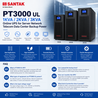 Santak PT3000 UL 1KVA 2KVA 3KVA 在线式UPS，适用于服务器网络电信数据中心备用电源