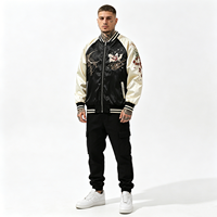 Blouson de baseball vintage décontracté pour homme et femme, broderie renard à neuf queues, collection printemps-automne