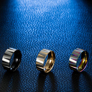 Geometric Titanium Steel <b>Ring</b> Black Colored Gold Unisex Fashion Jewelry Gift - Product Image 2